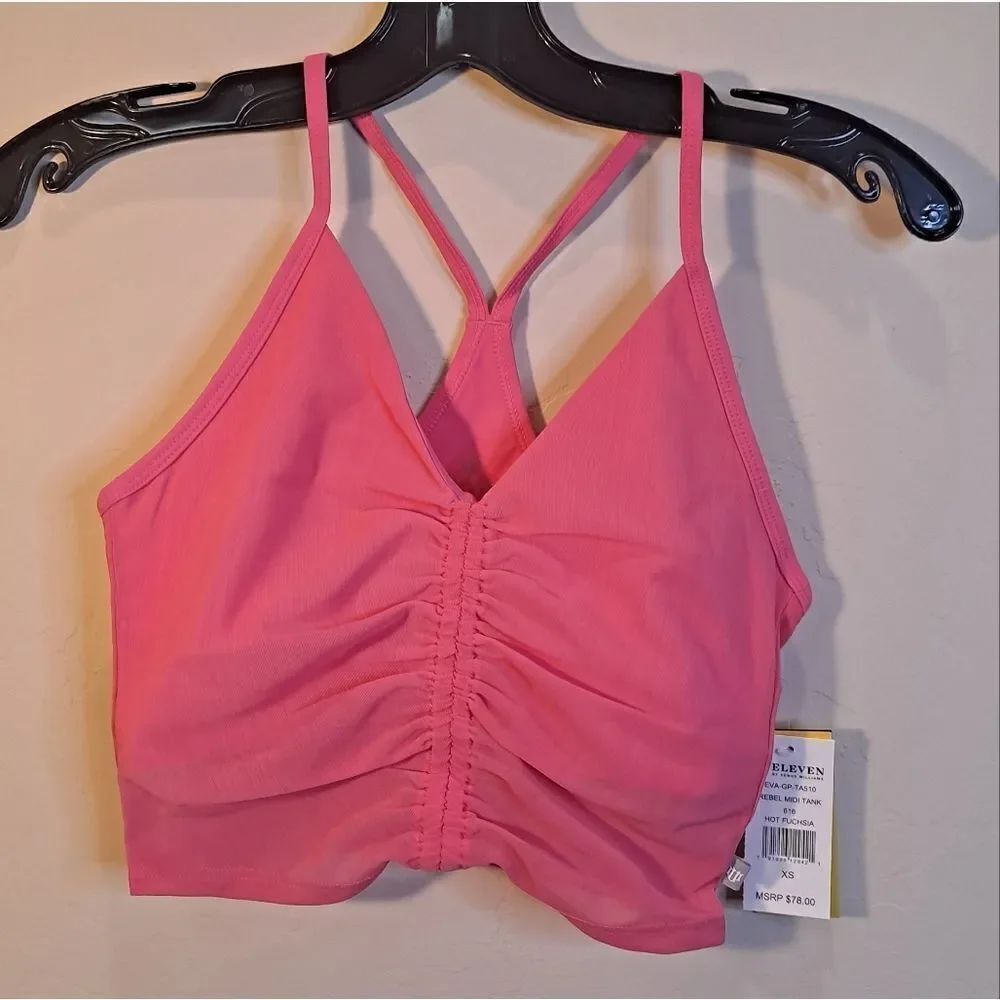 EleVen by Venus Williams Women’s XS Hot Fuscia Pink Rebel Midi Tank Rushed Bra